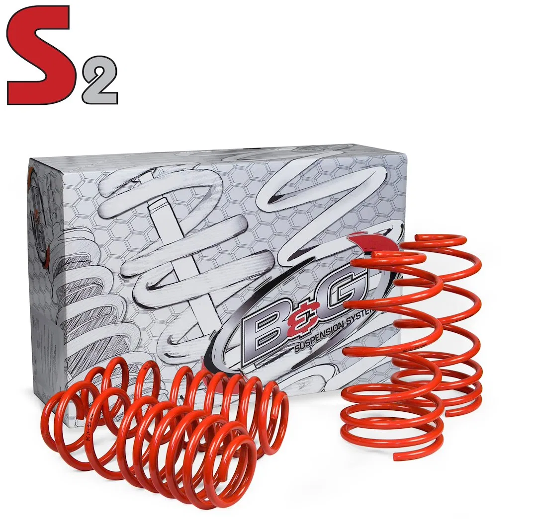 28.1.023 – B&G SPRINGS Lowering Kit, 1.75 Inch Front Drop/ 1.75 Inch Rear Drop Without Shocks Red With 2 Front and 2 ...